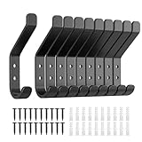 susswiff 10-Stück Garderobenhaken, kleiderhaken zum Schrauben, Wandhaken für Garderobe, Jacken, Hut, Metall Haken für Schlafzimmer, Wohnzimmer, Badezimmer, Kleiderschrank, Vintage, Schwarz 10CM
