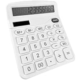 Newaner Taschenrechner, Tischrechner mit 12-Stelligem Großem LCD-Display, Mini Taschenrechner Standard Funktion für Büro, Zuhause und Schule, Tischtaschenrechner mit Großem Tasten, Weiß