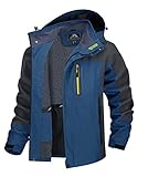 TACVASEN Softshelljacke Herren Wasserdicht Windjacke Leicht Regenjacke Fahrrad Übergangsjacke Outdoorjacke Trekkingjacke Atmungsaktiv Funktionsjacke Outdoor Wanderjacke (XXL, Denim Blau)
