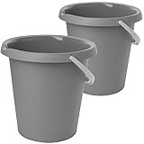 2friends Eimer mit Auguss, 2er Set Putzeimer, 10L, robuster Kunststoff, Farbe: Hellgrau, langlebig und vielseitig, mit Tragegriff, Made in EU
