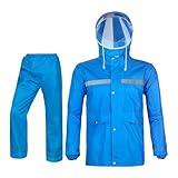 Generisch Herren Damen Regenanzug Reflektierender Wasserdichter Anzug Outdoor Regenmantel Winddicht Regenjacke Motorrad Regenkombi 2 Teilig Regenanzüg für Reiten Camping Wandern