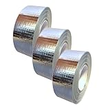 4INSTALATOR Alu Klebeband Pack 3 Rollen Aluminiumband 50mm x 45m Aluminium netzverstärkt für Rohrisolierung Lüftungs- und Klimaanlagen Metallisches Dichtband