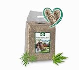 Hanfeinstreu für Kleintiere, Hühner und Pferde, 30 Liter, 100% Naturprodukt, Extrem Saugfähig, Staubarm, Geruchsbindend, Nachhaltig und Langlebig