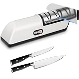 Vicloon 2-Stufen Elektrischer Messerschärfer, Wiederaufladbarer USB Messerschleifer für Grob- & Feinschliff, Rutschfeste Basis, Ideal für Küchenmesser, Scheren und Andere Meisten Gängigen Messerarten