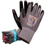 Trevendo 12 Paar Arbeitshandschuhe Super Tech Flex Nylon-Strickhandschuhe schwarz/grau Größe 10