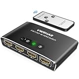 HDMI Switch HDMI Splitter, Automatisch 4K Aluminium HDMI Switch 3 in 1 Out UHD HDMI Verteiler mit Fernbedienung, HDMI Umschalter Unterstützt 4K 3D HDR für Fire TV Stick UHD TV PS4 Xbox DVD Blu-Ray