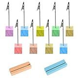 12 Stück Fotohalter mit Klammern, Zettelhalter, Platzkartenhalter, Fotohalter Holz, Fotoständer von Notizen, Memohalter mit Stehend Krokodilklemme, Tischkartenhalter （Zufällige Farbe）