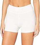 4How Damen Shorts Sommer Unterrock kurz eng Sport Shorts Sporthose Radlerhose Fitness Pole Yoga Shorts Tanzen Hotpants Volleyball Shorts weiß S