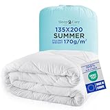 Sleep2Care Sommerdecke 135x200 cm | Leichte & Kühlende Bettdecke für Sommer & Heiße Nächte | Atmungsaktiv & Waschbar bei 60°C | Öko-Tex Zertifiziert | Füllung 170g/m² | Hergestellt in EU