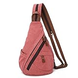 KL928 Canvas Sling Bag Rucksack Damen und Herren – Schulterrucksack Umhängetasche Crossbag Verstellbarem Schultergurt Perfekt für Outdoorsport, Wandern, Radfahren, Bergsteigen, Reisen