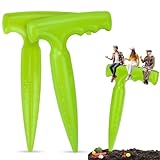 Milifox 2 Pcs Pikierstab - Blumenzwiebelpflanzer Sämaschine mit Messskala für Genaues Pflanzen,Idealer Pflanzlocher das Aussäen von Gemüse und Blumen (Hellgrün)