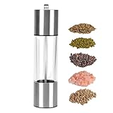 Nachfüllbare Pfeffermühle, Einstellbare Grobheit Salz- und Pfeffermühle, 8 Zoll Edelstahl Manuelle Mühle für Küche, Grill, Kochen, Würzen für drinnen und draußen