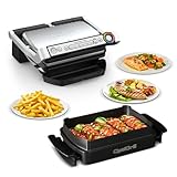 Tefal OptiGrill & Bake Kontaktgrill mit Backschale, 6 Programme, Garstufenanzeige, Abnehmbare Platten, Elektrogrill, Edelstahl, GC714D10