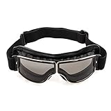 evomosa Motorradbrille PU Leder Sonnenbrillen Sportbrille Retro Radbrille für ATV Bike Motocross Brille Schutzbrille (Schwarze A)