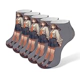 KWQDOZF Damensocken mit Anime-Mädchen im Rock, bedruckte Weihnachtssocken, Knöchelsocken