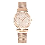OFFCUP Damenuhr, Damen Analog Quarz Uhr mit Edelstahl Mesh Armband, Uhren Damen Einfache Business Klassische Armbanduhr Lässig Quarzuhr Kleideruhr, 3 Zeiger, 36.8 mm Gehäusegröße -Roségoldener