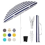 Sekey 160 cm Sonnenschirm Balkon mit Bodenhülse & Schutzhülle, Neigungs und Höhenverstellung, Sonnenschirm Strand für Balkon, Garten & Terrasse, Runder Sonnenschutz UPF 50+