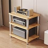 Scumlovy 1/2/3/4-stufiges Stereo-Rack AV-Medienständer Audio-Rack-Turm mit Regalen, CD-Plattenspieler, Stereo-Receiver, AV-Geräteschrank, Displayständer, Medien-Audio-Turmschrank, Holz, 3-stufig