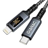 GIANAC USB C auf Lightning Kabel mit LED Display [1M] iPhone Ladekabel 36W Typ C to Lightning Schnellladekabel für iPhone 14,13,12,11,XS, XS Max,XR,X,8,8Plus,7,7Plus,iPad und andere Typ C Geräte