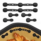 Magnete für Airfryer Backpapier, Magnetische Silikon Befestigungsschnalle Hochtemperaturbeständige für Heißluftfritteuse Verhindern Backpapier Liner Von Der Abdeckung Von Lebensmitteln (Schwarz*2)