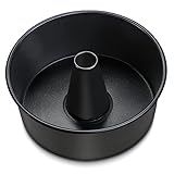 Homikit Backform, Rund Kuchenform Kranzform Gugelhupfform 27cm，Kranz Backform aus Edelstahl Kern mit Antihaftbeschichtung, 10cm Hoher Rand mit Flach und Rohrboden, Leicht zu Reinigen