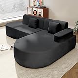 AVAWING Ecksofa, Pure Foam Installation-Free Eckcouch, Sofa L Form Wohnzimmer, Schwarz Rechte Armlehne
