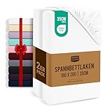 Utopia Bedding - 2er Set Spannbettlaken 180x200cm - Weiß - Oeko-Tex Zertifiziertes - Gebürstete Mikrofaser Spannbetttuch - 35 cm Tiefe Tasche