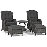 osoltus Sandy-Stone Set Alu Korbsessel Ohrensessel verstellbar 5 TLG. Anthrazit