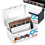 Koogel 2 Stück Karteikasten Schwarz und Weiß, 8 x 9 x 14,5 cm Karteikarten Box mit 200 Blatt 7,5 x 12,5cm Karteikarten, 60 Stück Karteiregister und 6 Blatt Aufkleber