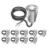 ledscom.de 10 Stück LED Bodeneinbauleuchte GLOX für außen, IP67, aluminium, rund, 35mm Ø, warmweiß, matt