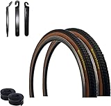 2 x Roverstone 28' Fahrradreifen Fahrradmantel Schwarz braun 47-622 (28 x 1,75) + 2 Schläuche AV inkl. Reifenheber