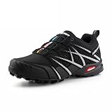 Hitmars Trailrunning Schuhe Traillaufschuhe Herren Damen Wanderschuhe Trail Running Schuhe Trekking Turnschuhe Outdoor Laufschuhe Leicht Atmungsaktiv Schwarz-Weiss EU 43
