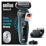 Braun Series 5 Rasierer Herren Elektrisch, Elektrorasierer mit EasyClick Barttrimmer Aufsatz, Ladestation, EasyClean Rasierapparat, Trockenrasierer, Wasserdicht, Made in Germany, 51-M4500cs, Mintgrün