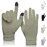 A TOUCH OF Silk Unterziehhandschuhe aus Reiner Seide | Weich & bequem | Touchscreen-fähige Thermohandschuhe | Natürlich | Unisex | Waschbeutel inklusive (Waldgrün, Mittel)