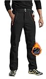 Rdruko Softshellhose Herren Winter Skihose Wasserdicht Winterhose Gefüttert Outdoor Thermohose Verdickte Wanderhose für Skifahren Wandern Camping (Schwarz, L)