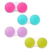 WEIESCIE 4 StückBunt Kontaktlinsendose, Kontaktlinsen Behälter, Brillenetui Tragbar, Auslaufsicher Reise Kontaktlinsenbehälter Set für Zuhause und Reisen，4 Farbes
