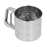 Aumotop Puderzuckersieb aus Edelstahl, Kompaktes Manuelles Mehlsieb Zum Backen für die Küche zu Hause, Silber