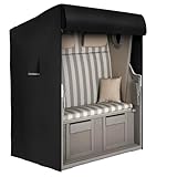 Dokon Strandkorb Abdeckung Wasserdicht, Strandkorb Schutzhülle Winterfest 420D Oxford Gewebe Winddicht Anti-UV Abdeckhauben für Strandkörbe mit Belüftungsöffnungen - 120x90x155/140cm