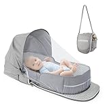 Baby Travel Stubenwagen Tragbare Stubenwagen - Faltbare Tragetasche Anti-Druck Co-Sleeper für Babybett Säugling Reisebett 2-1 Moskito und Baldachin Reisebett Reisebett Matratze