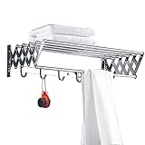 LULUMAIC Kleidung Trocknungsregal Wandhalterung Tuchhorse Laudry Hanger Badezimmer Haus Erweiterbares Handtuchregal Trockner Kleidung Airer Rack Retractable Faltkleidungsstoffe