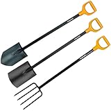 FISKARS Spitz Solid + Rund Solid + Gabel Solid Set Spaten Gabel Schippe Garten