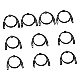 SECFOU 10 Stück 3 Poliges DMX Kabel Für Bühnenbeleuchtung Geeignet Für LED PAR Licht Und Moving Head Licht Ideal Für DJ Ausrüstung Und Disco Beleuchtung Schwarz