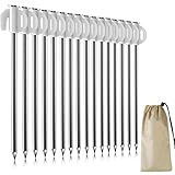 16x Zeltheringe aus Stahl, Heringe Erdnägel Stabil Metall, 21 cm Lang Heringe Zelt für Garten, Camping, Outdoor Wandern, Angeln und Zelten
