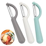 TAOPE 3 Stück Sparschäler, 16,8×3cm Schäler Universalschäler für Obst und Gemüse, Edelstahl Kartoffelschäler Spargelschäler Gurkenschäler, Grau, Beige und Blau