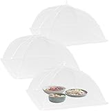 3 Pack Fliegenhaube Lebensmittel Abdeckhauben, Essen Abdecken, Pop-Up Faltbares Hohe Dichte Mesh-Abdeckung (43 cm)