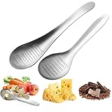Oroshi Reibe Löffel, Edelstahl Knoblauch/Ingwer Reibe Grinder Zester Löffel, Knoblauch Ingwer Früchte Wurzel Gemüse Reibe Löffel Löffel (2Stück)