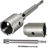 Bosiyrggrl 1 Set 2 1/2 Beton-Lochsäge mit 220 mm SDS-Plus-Schaft, 65 mm Wand-Lochsägen-Bohrer für Zement, Ziegel, Steinwände
