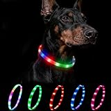 Nepfaivy Leuchthalsband Hund USB Aufladbar - Wasserdichtes Hundehalsband Leuchtend mit Verstellbarer Länge, LED Halsband für Hunde mit 4 Beleuchtungsmodi für Sicherheit, Mehrfarbig