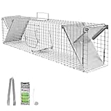 Petigi Lebendfalle zum Fangen und Umsiedeln von Marder, Katze, Biber, Fuchs, Kastenfalle aus Edelstahl, Marderfalle zur Tierabwehr, Ausführung: Modell 28 (102 x 20 x 27 cm)