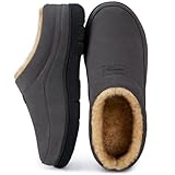 HomeTop Herren Mokassin Hausschuhe Weiche Warme Rutschfeste Memory Schaumstoff Innen Pantoffeln mit flauschigem Futter Grau,44-45 EU